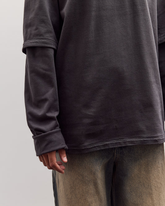 Double Sleeve Big Tee, Dark Grey