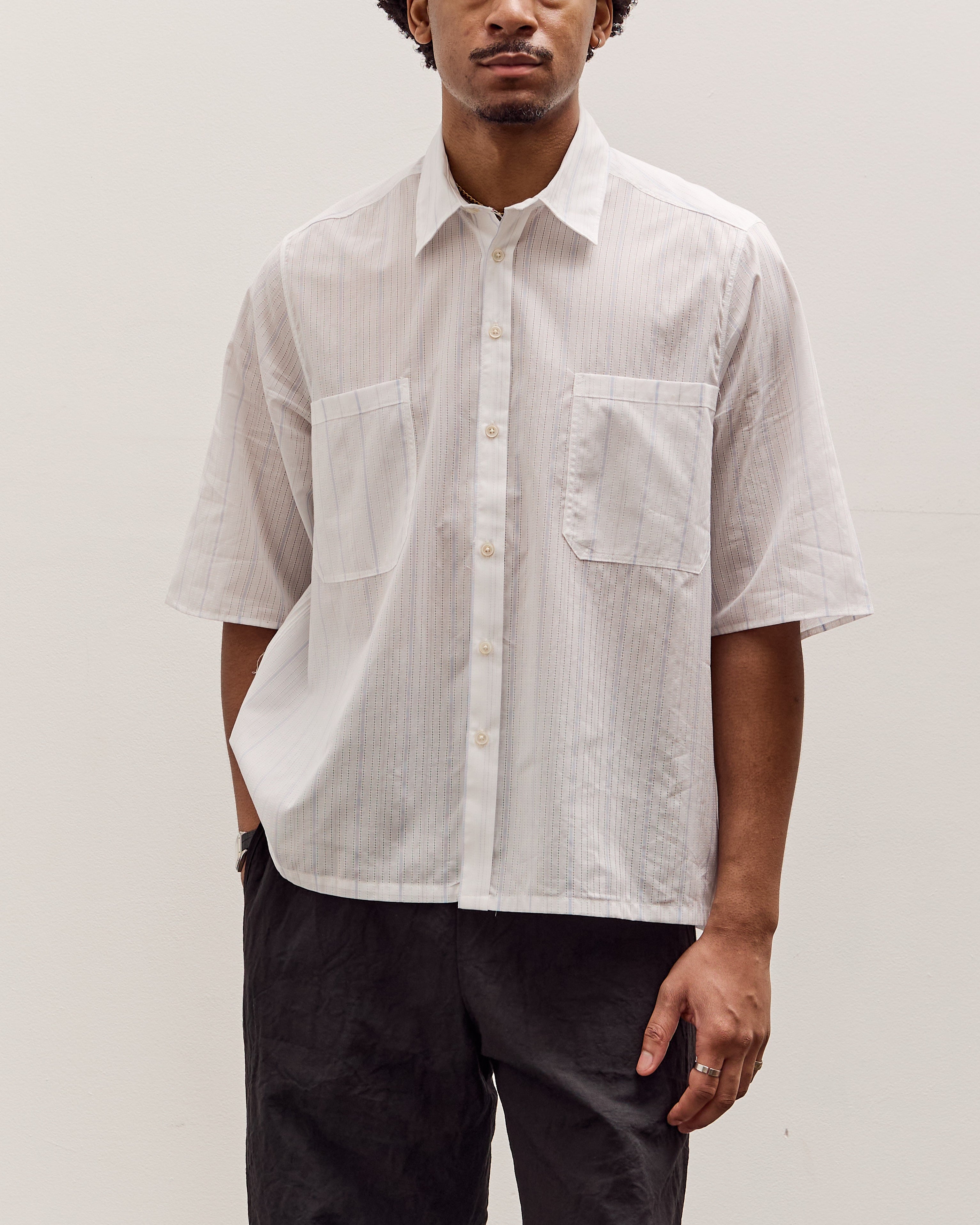 Camiel Fortgens Boxy Shirt, White / Blue Stripe – Glasswing