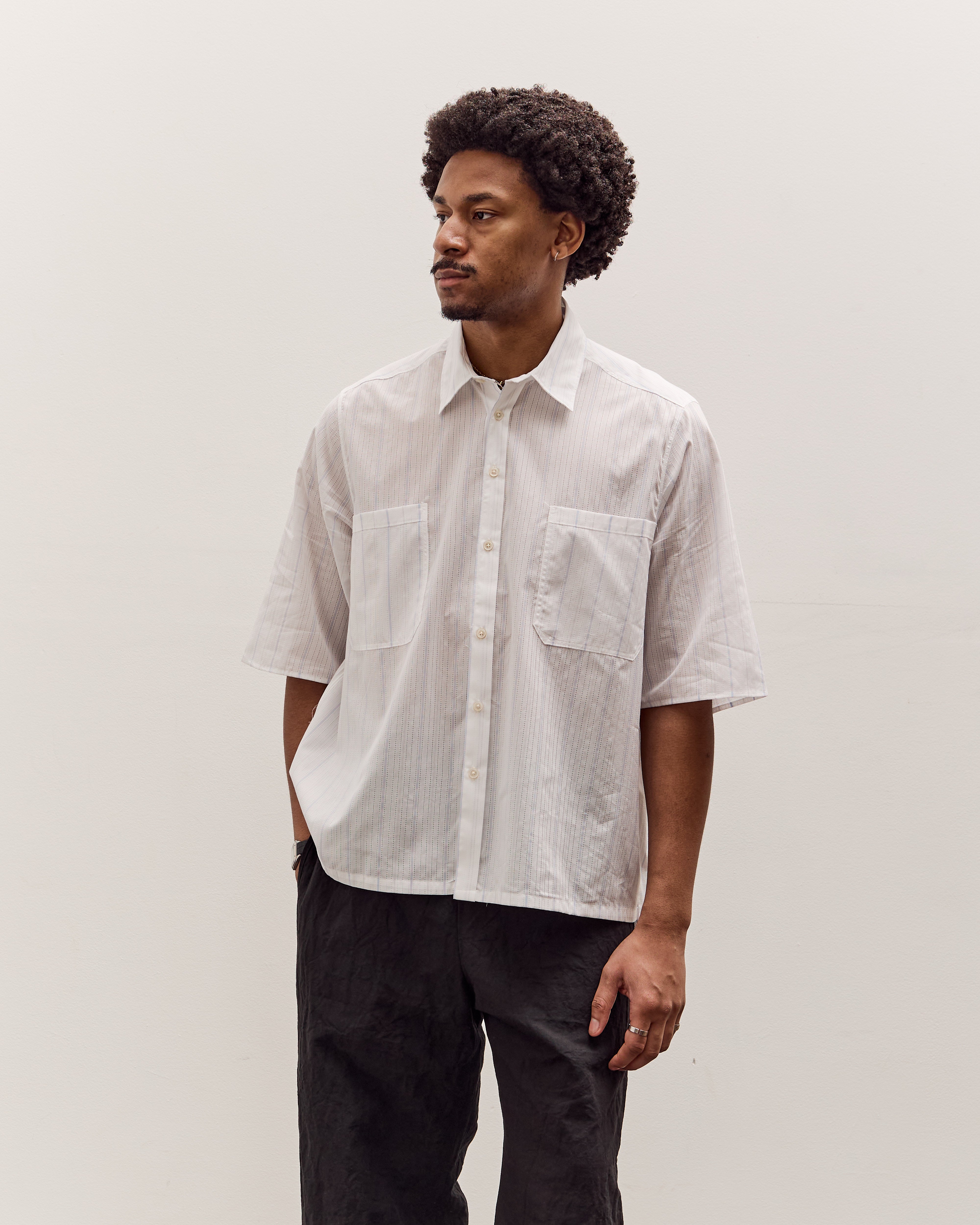 Camiel Fortgens Boxy Shirt, White / Blue Stripe – Glasswing