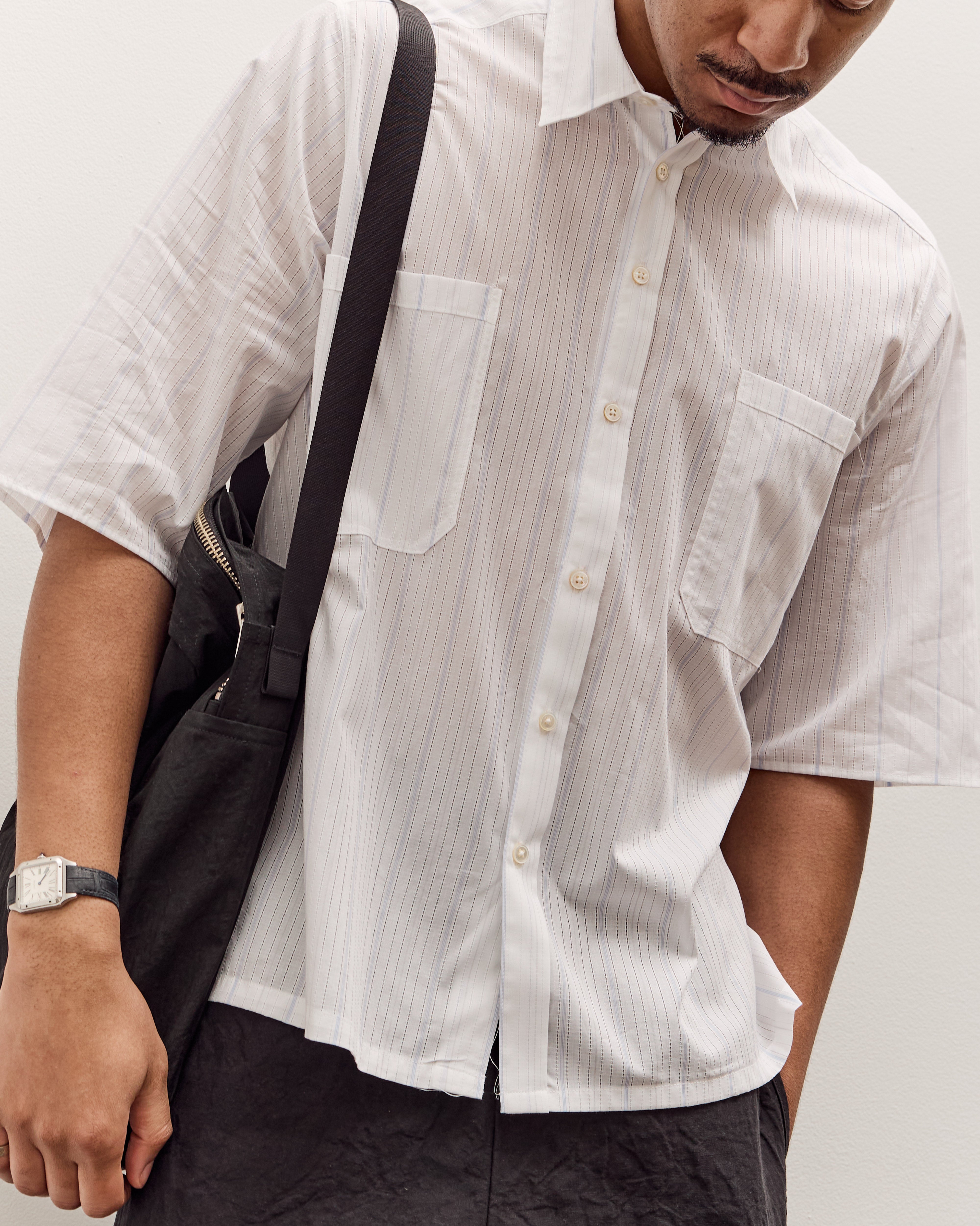 Camiel Fortgens Boxy Shirt, White / Blue Stripe – Glasswing
