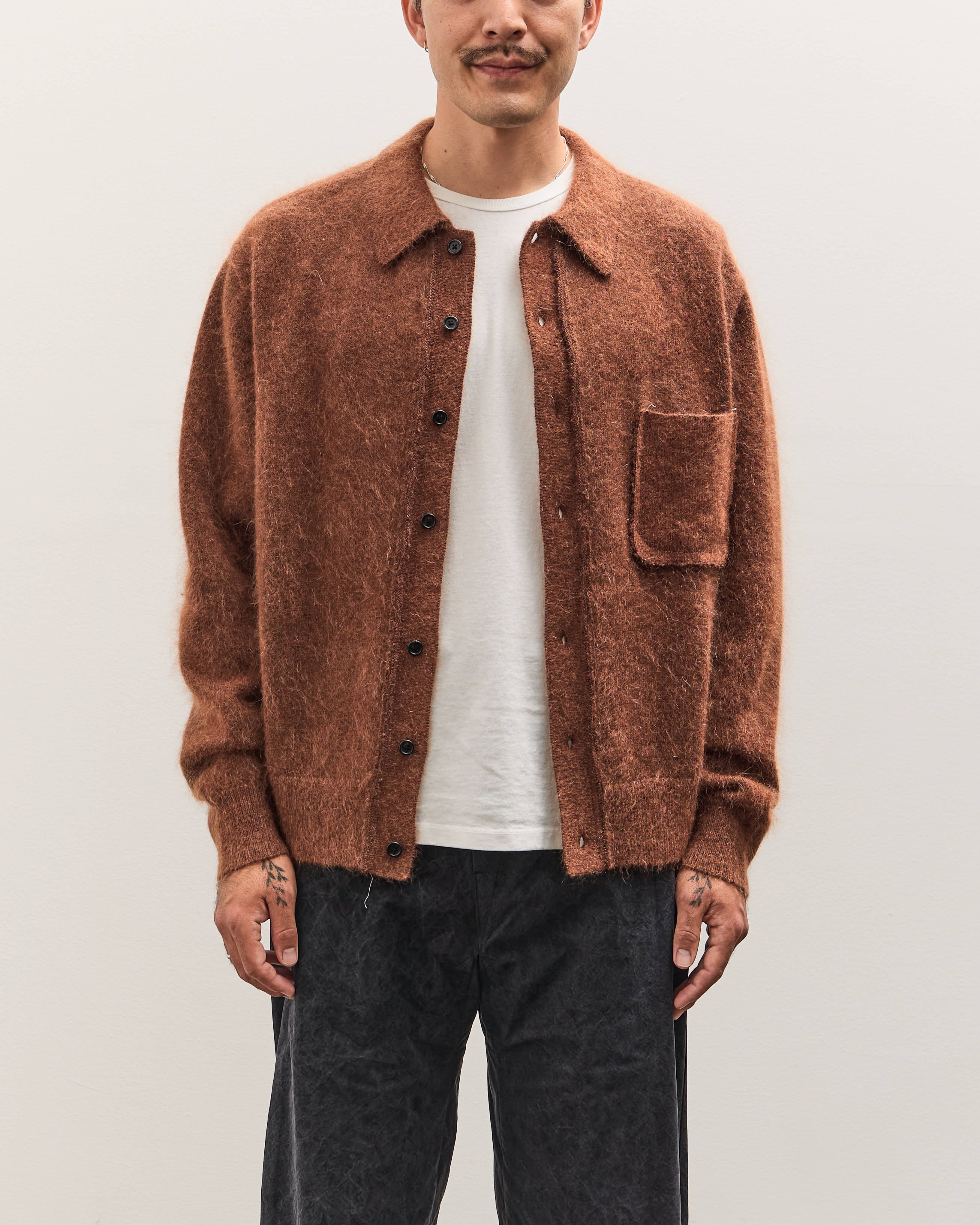 CAMIEL FORTGENS ブラウン M Camiel Fortgens Hairy Cardigan Unisex, Brown – Glasswing