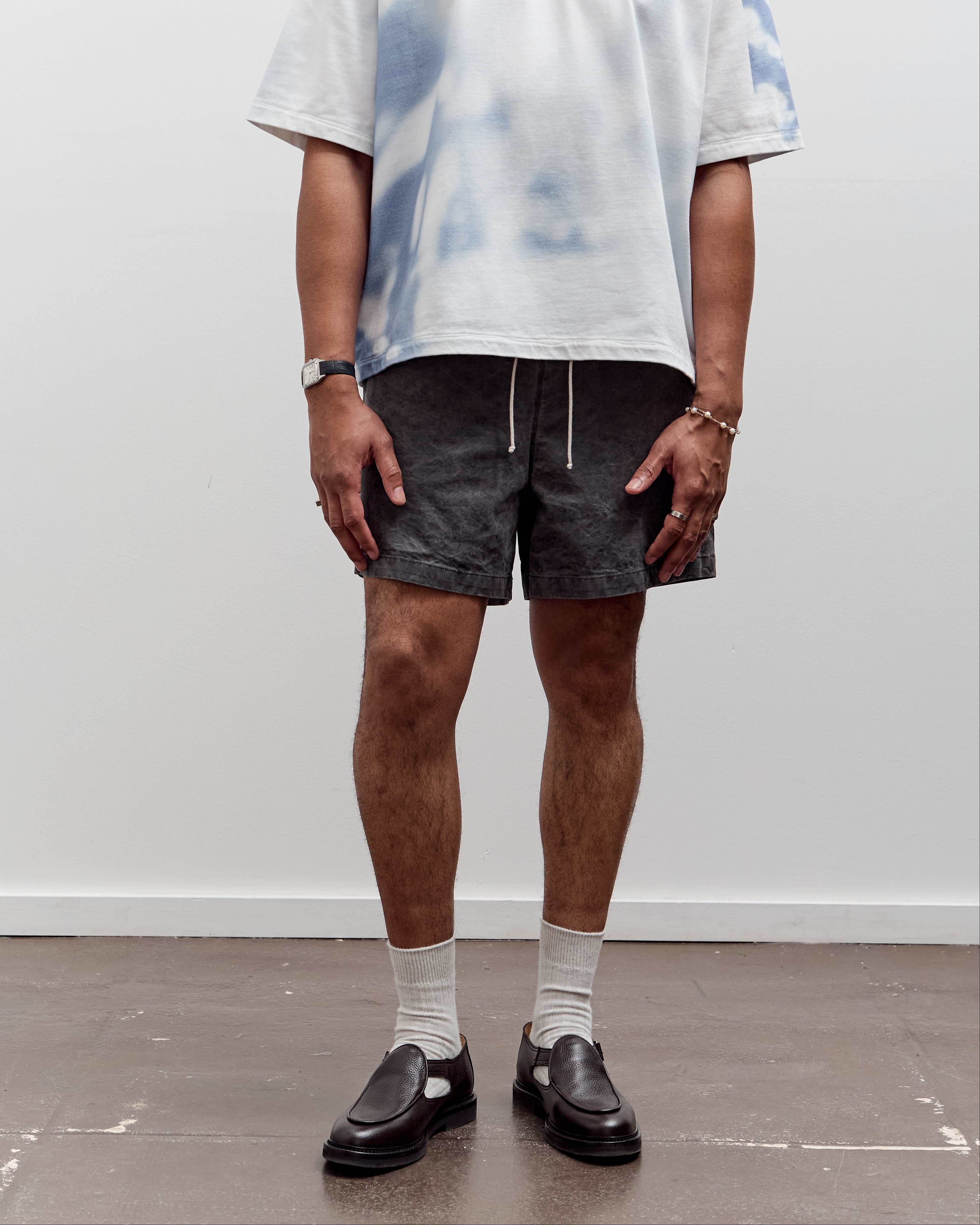 Camiel Fortgens Knee Shorts, Black Vintage Wash – Glasswing