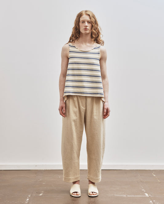 Cawley Cotton Striped Thea Knit Top, Merengue with Khaki/tahiti stripes