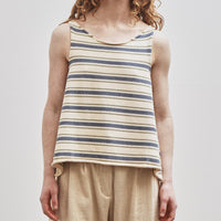 Cawley Cotton Striped Thea Knit Top, Merengue with Khaki/tahiti stripes