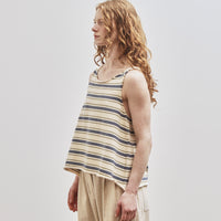 Cawley Cotton Striped Thea Knit Top, Merengue with Khaki/tahiti stripes