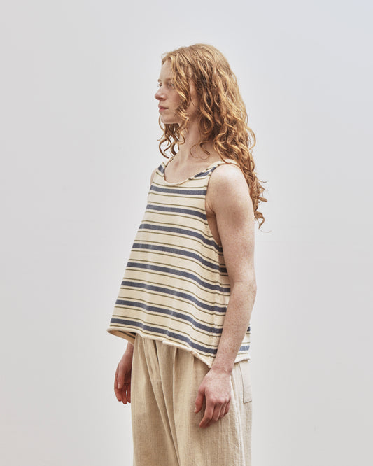 Cawley Cotton Striped Thea Knit Top, Merengue with Khaki/tahiti stripes
