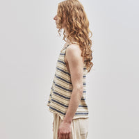 Cawley Cotton Striped Thea Knit Top, Merengue with Khaki/tahiti stripes