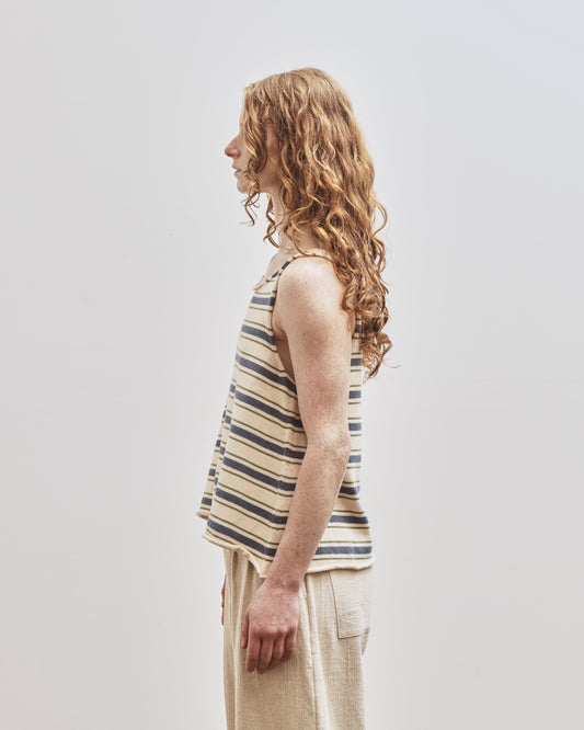 Cawley Cotton Striped Thea Knit Top, Merengue with Khaki/tahiti stripes