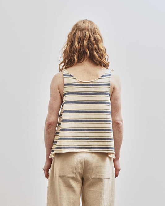 Cawley Cotton Striped Thea Knit Top, Merengue with Khaki/tahiti stripes