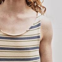 Cawley Cotton Striped Thea Knit Top, Merengue with Khaki/tahiti stripes