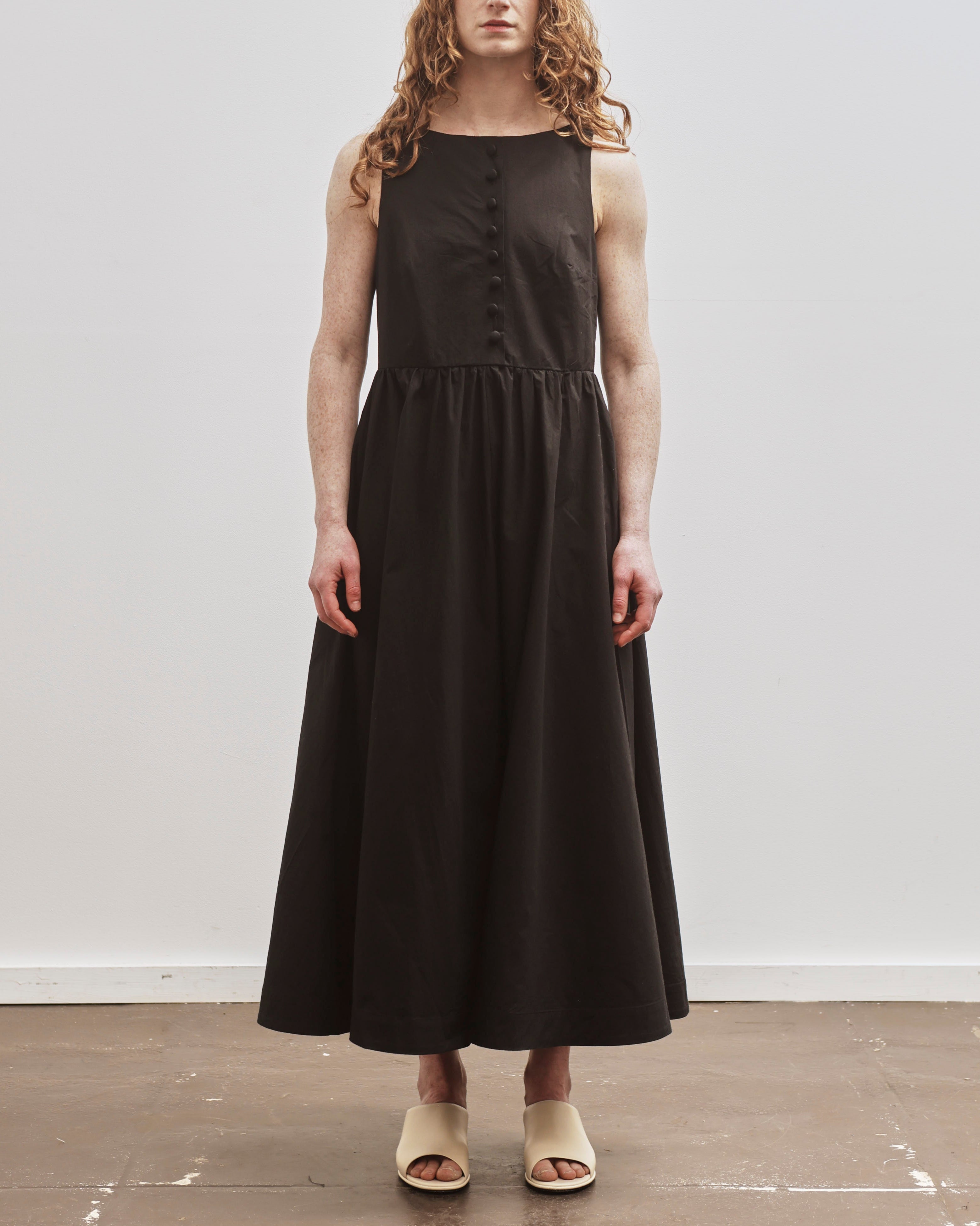 Cawley Japanese Cotton Henry Dress, Black – Glasswing