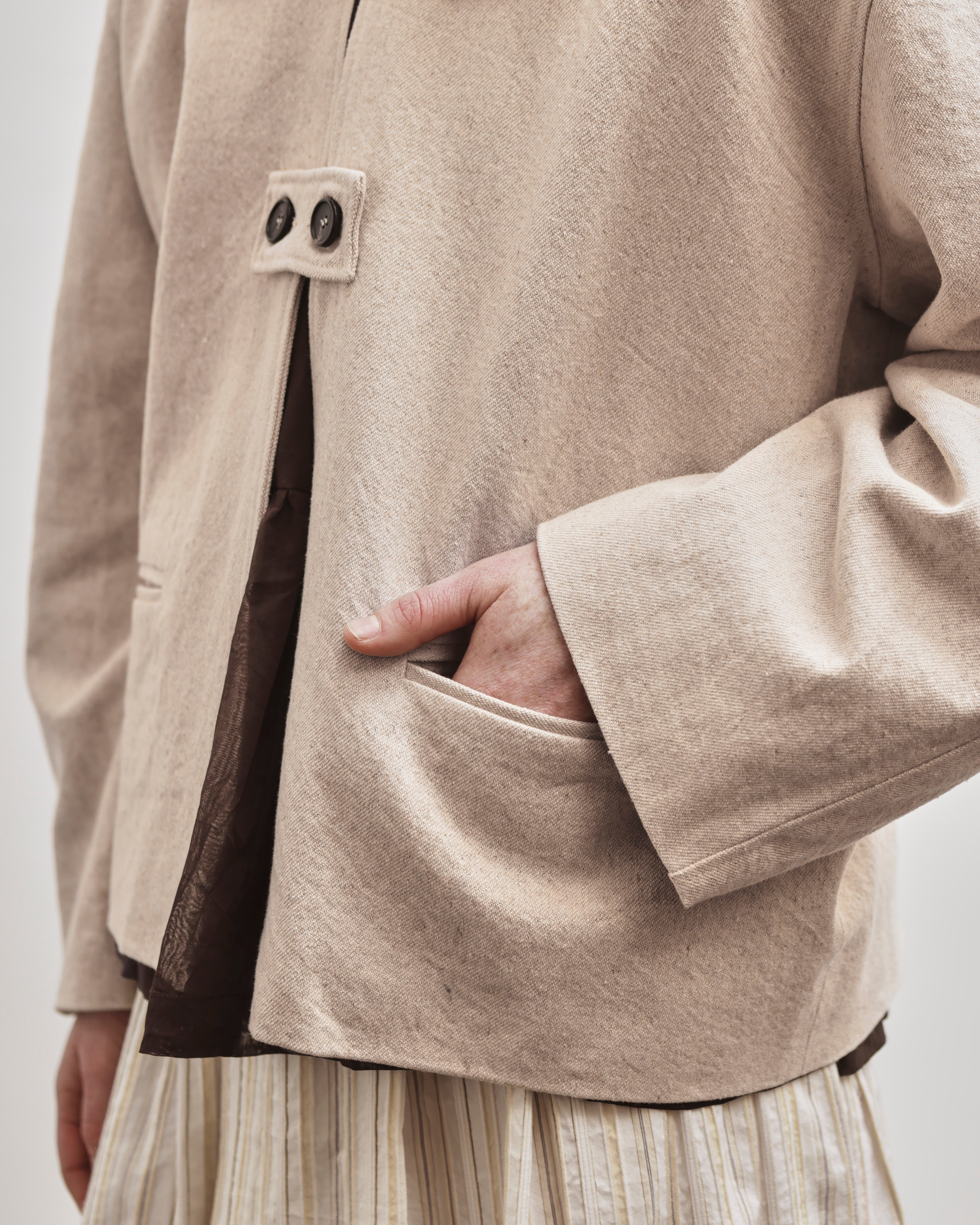 Cawley Japanese Gaberdine Ellie Jacket, Oatmeal – Glasswing