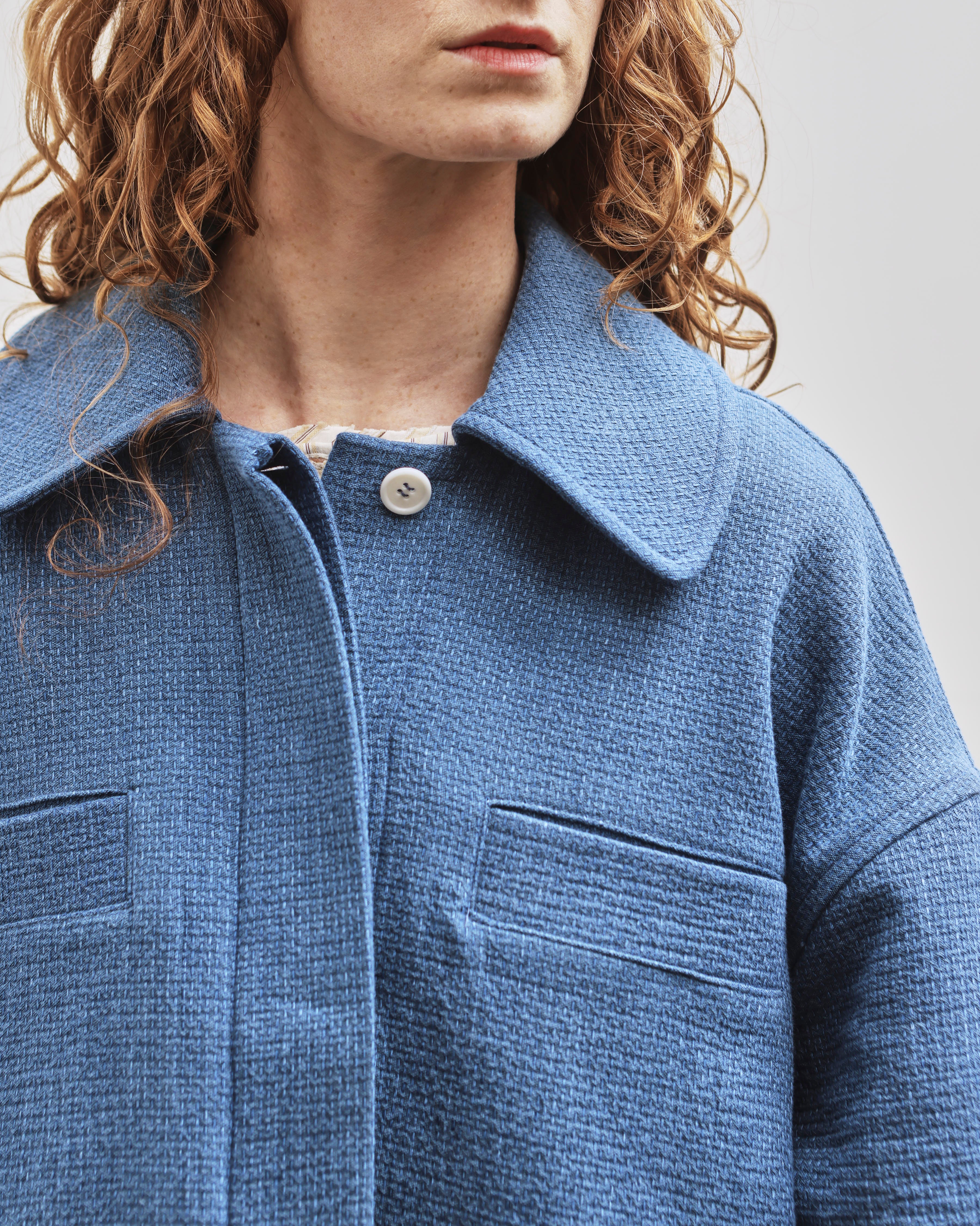 Cawley Japanese Washed Sashiko Wesley Jacket, Light Blue – Glasswing