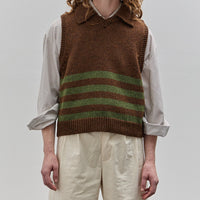 Cawley Lambswool Violet Vest, Dark Apple/Tobacco