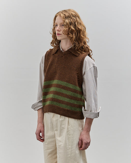 Cawley Lambswool Violet Vest, Dark Apple/Tobacco