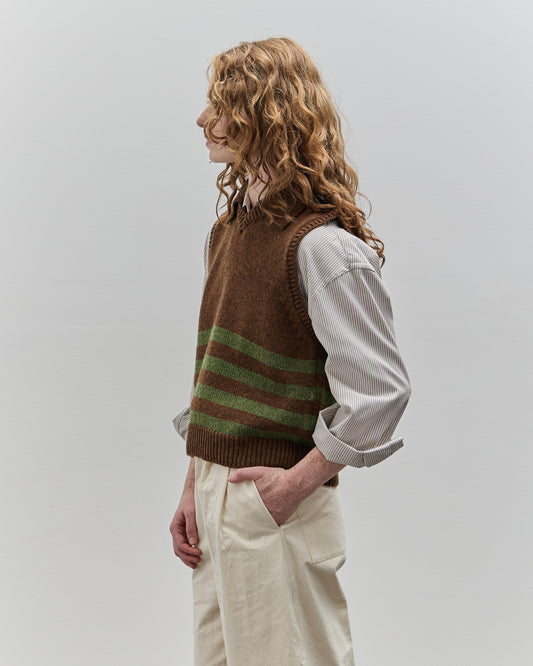 Cawley Lambswool Violet Vest, Dark Apple/Tobacco