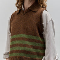 Cawley Lambswool Violet Vest, Dark Apple/Tobacco