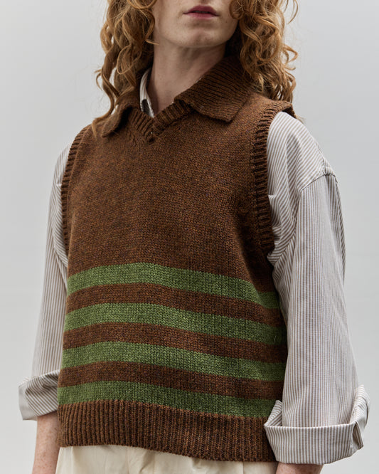 Cawley Lambswool Violet Vest, Dark Apple/Tobacco