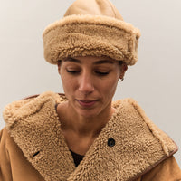 Cawley Leather Back Curly Hair Sheepskin cap, Tan