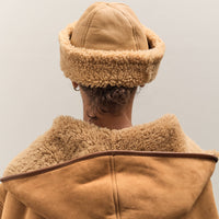Cawley Leather Back Curly Hair Sheepskin cap, Tan