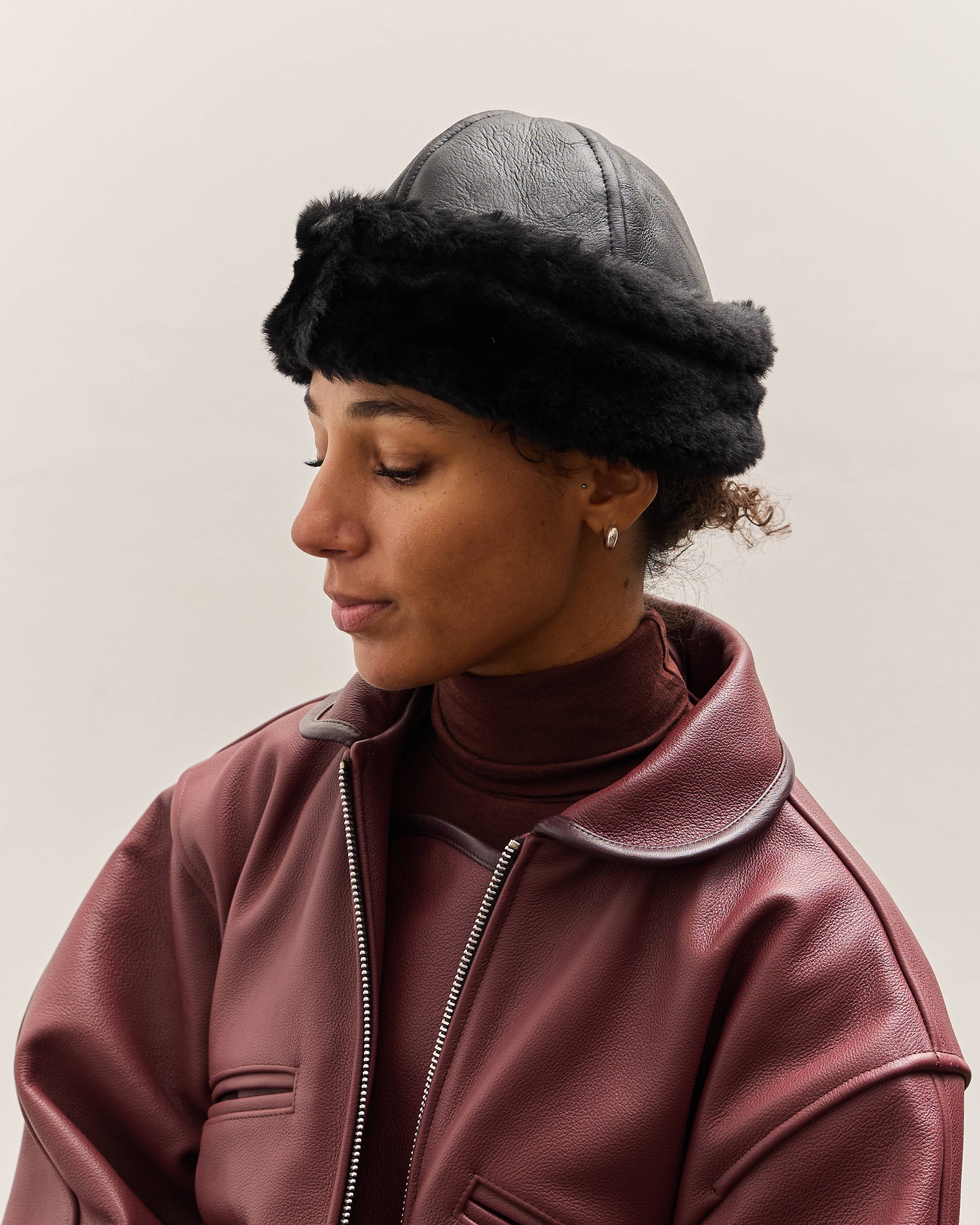 Cawley Leather Back Sheepskin Cap, Black – Glasswing