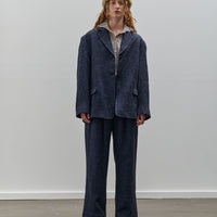 Cawley Linen Andie Blazer, Navy Herringbone