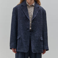 Cawley Linen Andie Blazer, Navy Herringbone