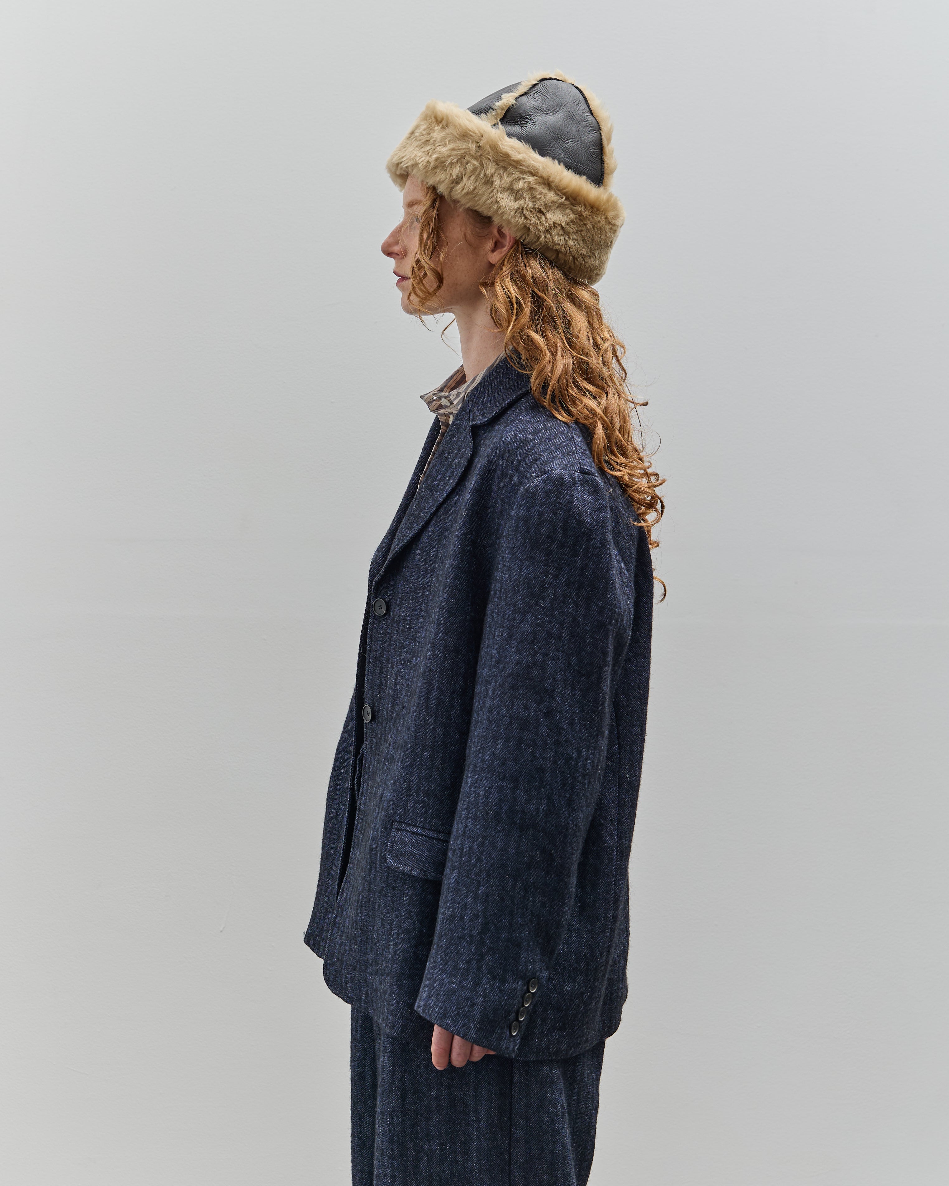 Cawley Linen Andie Blazer, Navy Herringbone – Glasswing