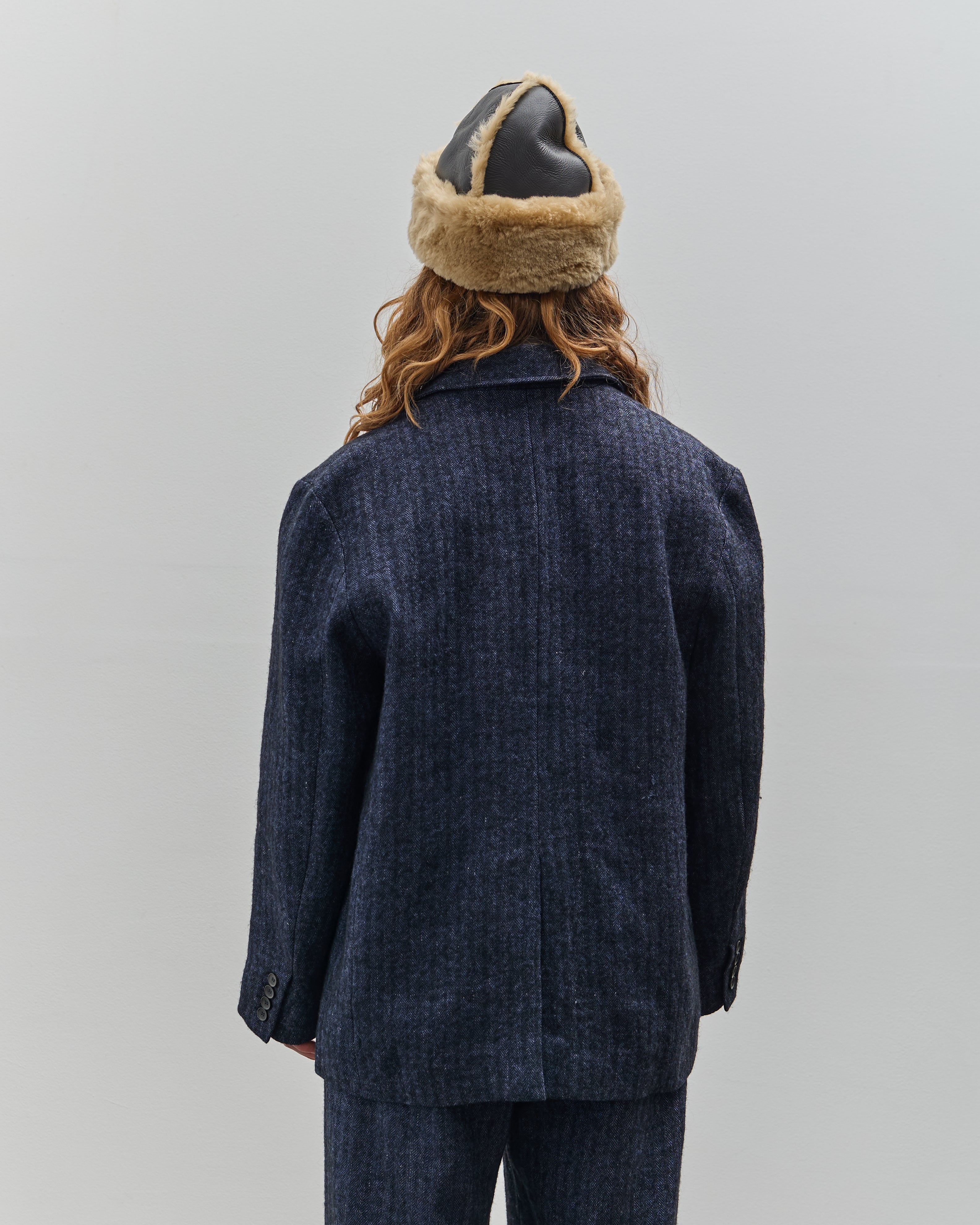 Cawley Linen Andie Blazer, Navy Herringbone – Glasswing