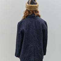 Cawley Linen Andie Blazer, Navy Herringbone