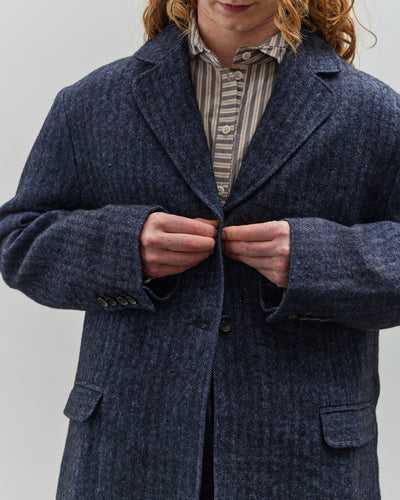 Cawley Linen Andie Blazer, Navy Herringbone