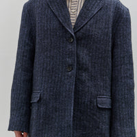 Cawley Linen Andie Blazer, Navy Herringbone