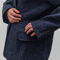 Cawley Linen Andie Blazer, Navy Herringbone