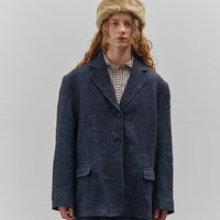 Cawley Linen Andie Blazer, Navy Herringbone