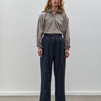 Cawley Linen Mara Trouser, Navy Herringbone