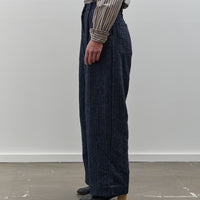 Cawley Linen Mara Trouser, Navy Herringbone