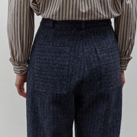 Cawley Linen Mara Trouser, Navy Herringbone