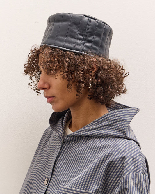 Cawley Quilted Nappa Pill Box Hat, Navy