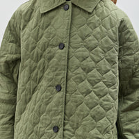 Cawley Quilted Oilskin Roo Coat, Army