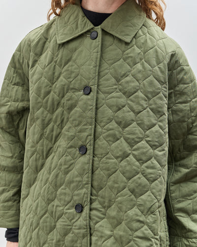 Cawley Quilted Oilskin Roo Coat, Army