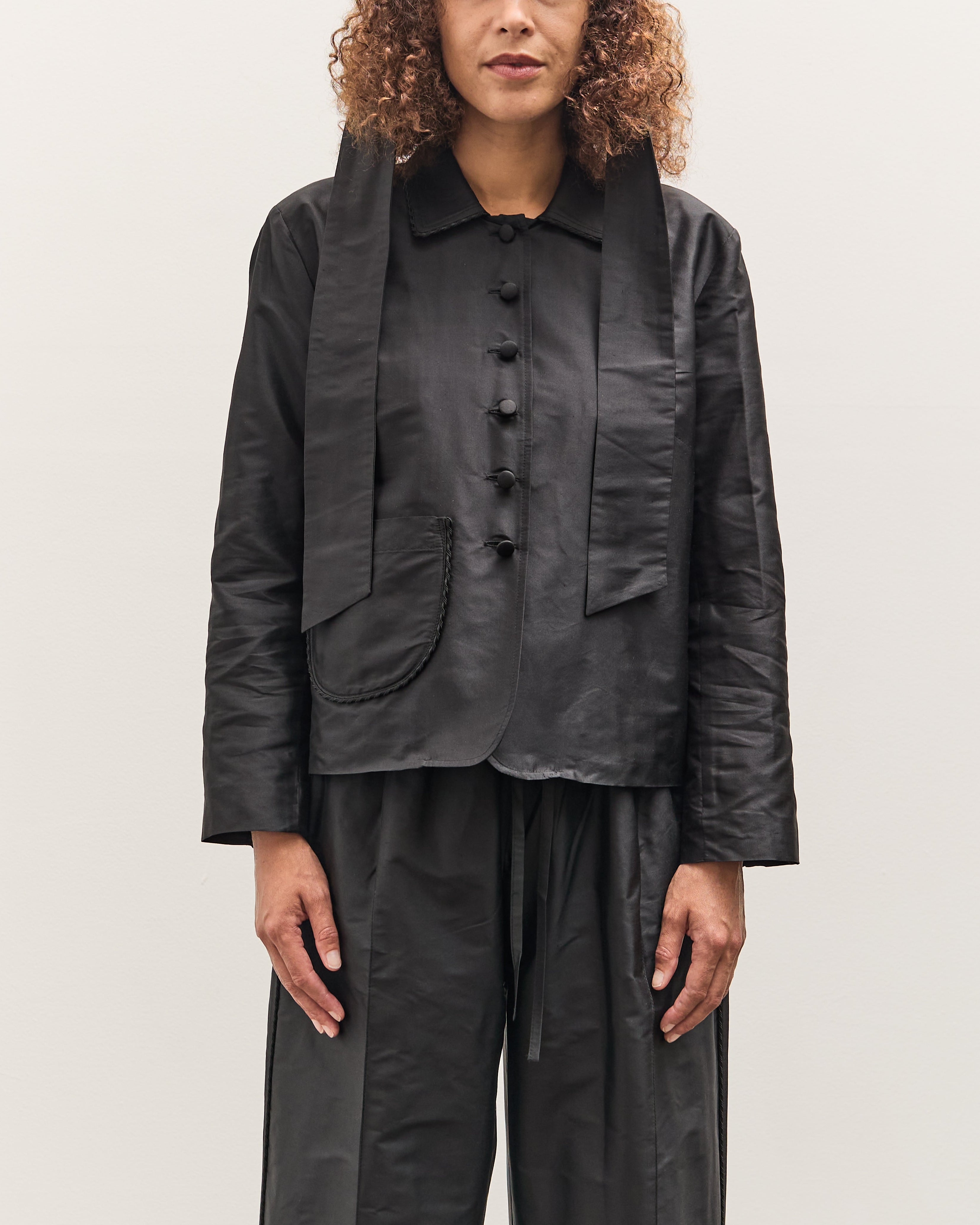 Cawley Silk Dupion Lille Jacket with Trim, Black – Glasswing