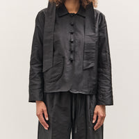 Cawley Silk Dupion Lille Jacket with Trim, Black