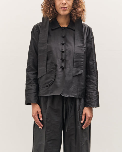 Cawley Silk Dupion Lille Jacket with Trim, Black – Glasswing