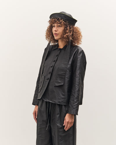Cawley Silk Dupion Lille Jacket with Trim, Black