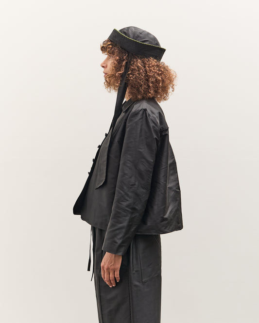 Cawley Silk Dupion Lille Jacket with Trim, Black