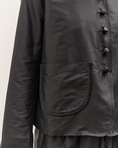 Cawley Silk Dupion Lille Jacket with Trim, Black