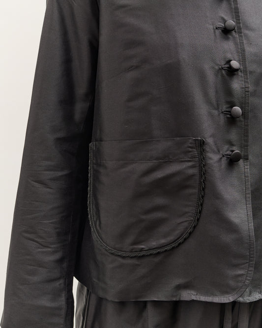 Cawley Silk Dupion Lille Jacket with Trim, Black