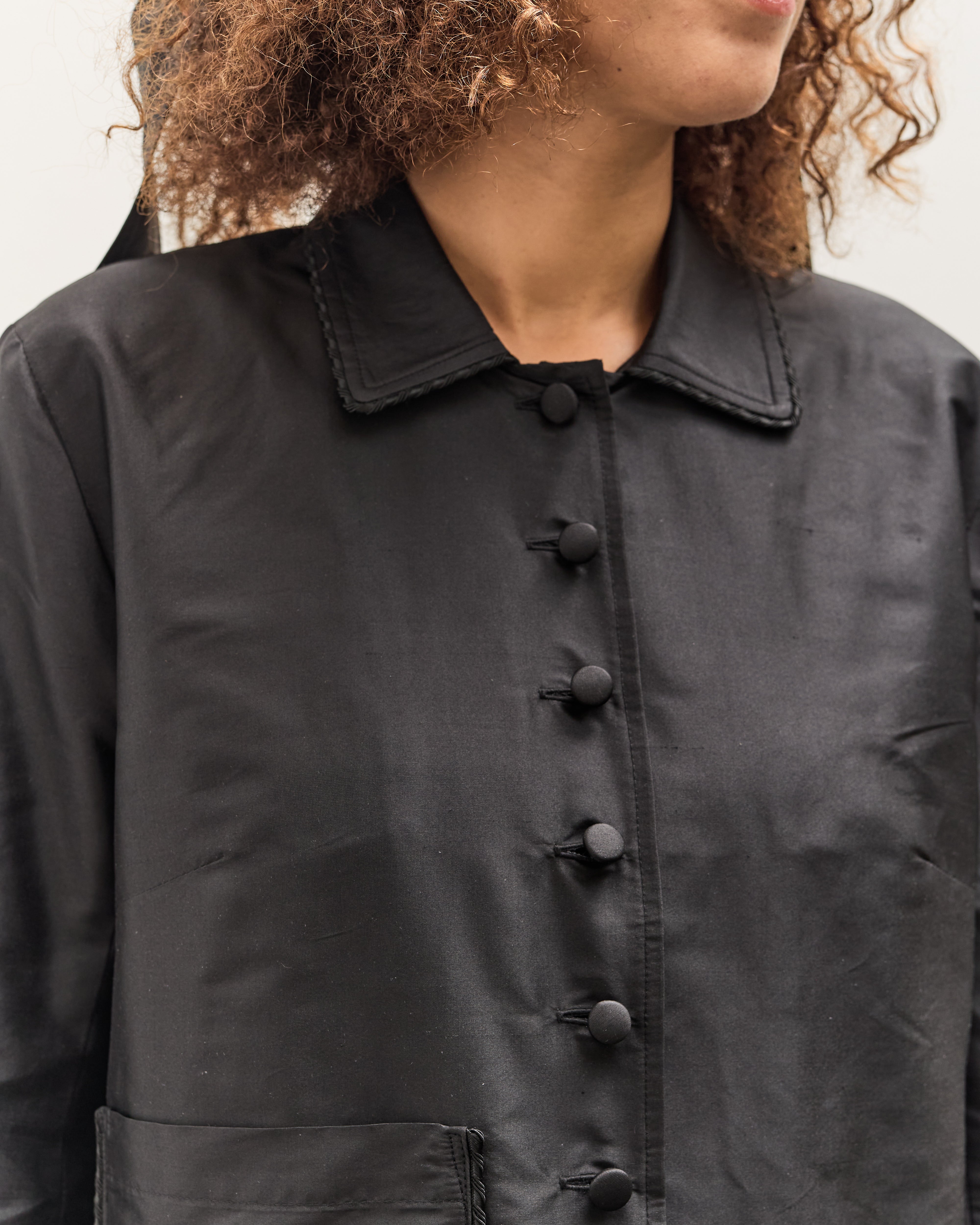 Cawley Silk Dupion Lille Jacket with Trim, Black – Glasswing