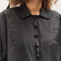 Cawley Silk Dupion Lille Jacket with Trim, Black