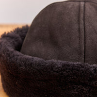 Cawley Suede Back Curly Sheepskin Cap, Chocolate